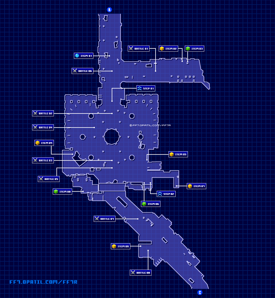 八番街市街地区・噴水広場のマップ画像 ／ FF7リメイク攻略・ファイナルファンタジー7リメイク攻略