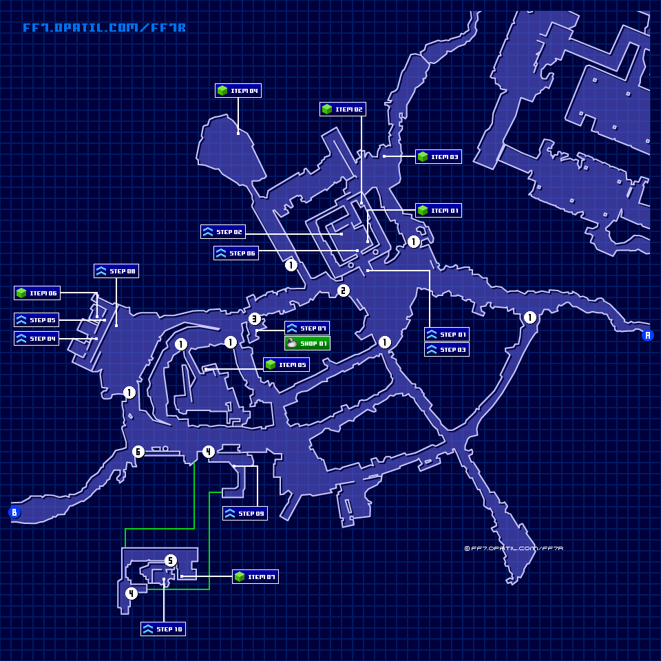 七番街スラム居住区 スラムの日常のマップ画像 ／ FF7リメイク攻略・ファイナルファンタジー7リメイク攻略