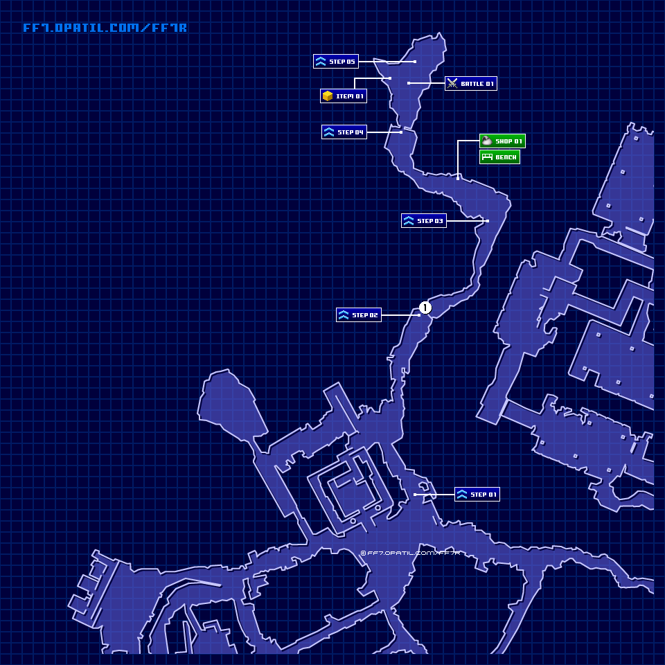 七番街スラム 物資保管区のマップ画像 ／ FF7リメイク攻略・ファイナルファンタジー7リメイク攻略