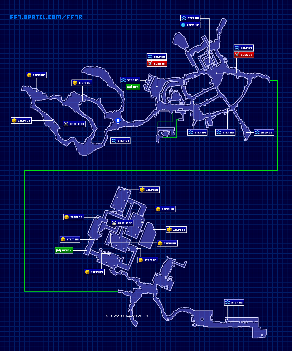 七番街スラム 作戦決行までのマップ画像 ／ FF7リメイク攻略・ファイナルファンタジー7リメイク攻略