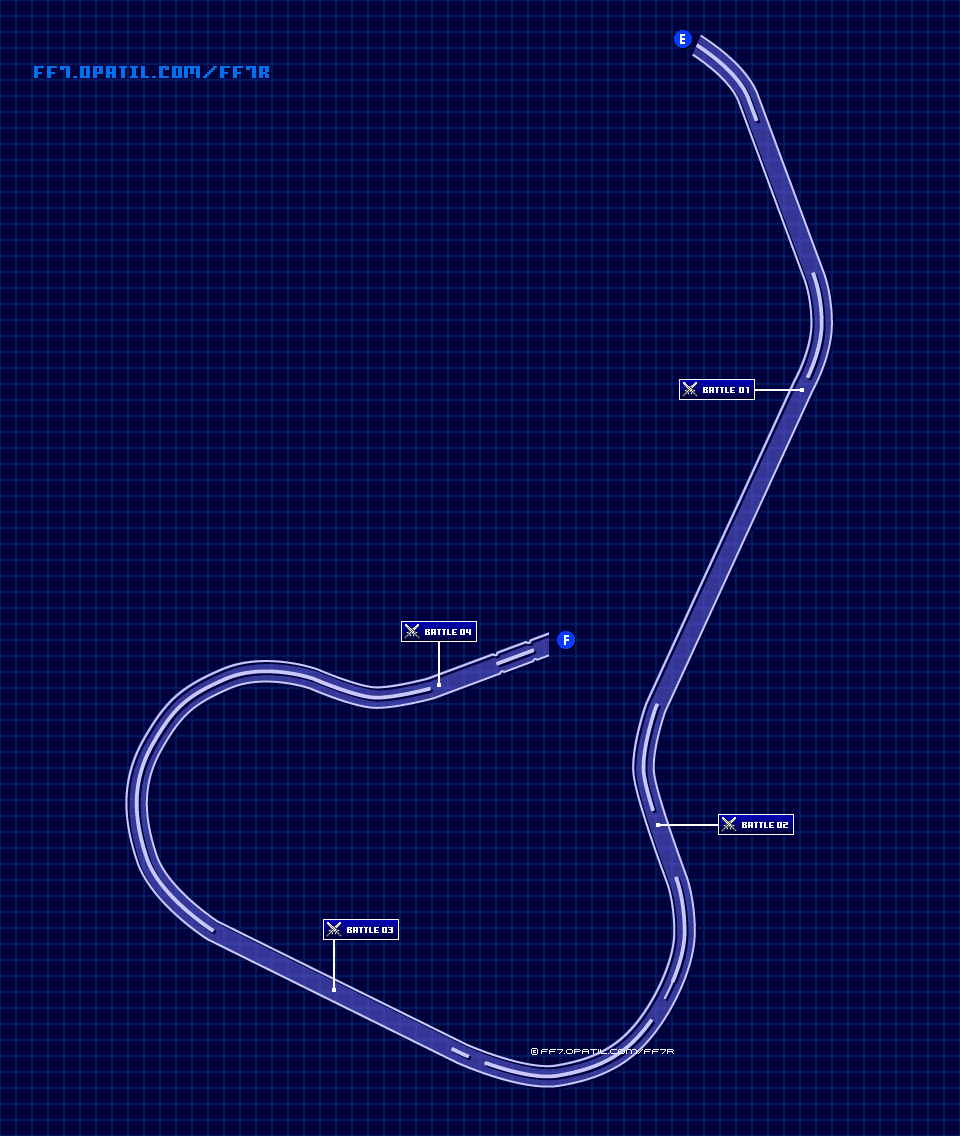 螺旋トンネル C1-E1線路管理区のマップ画像 ／ FF7リメイク攻略・ファイナルファンタジー7リメイク攻略