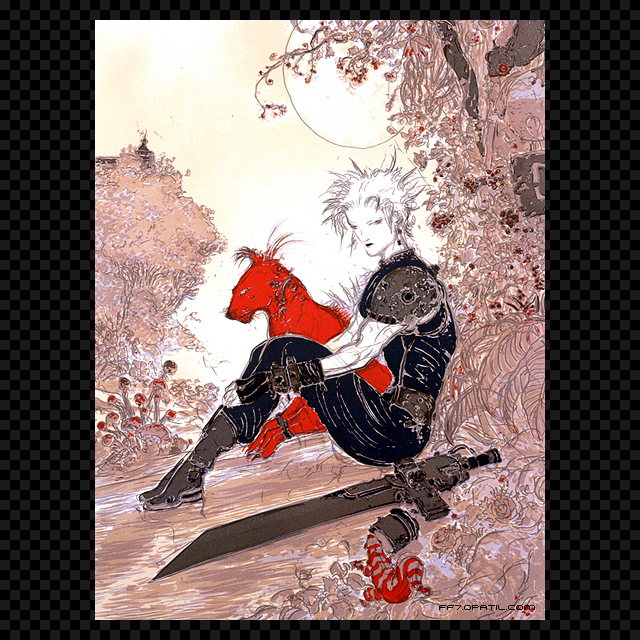 クラウドとレッドXIII 画像 ─ FF7 天野喜孝氏のコンセプトアート：ファイナルファンタジー7 完全攻略