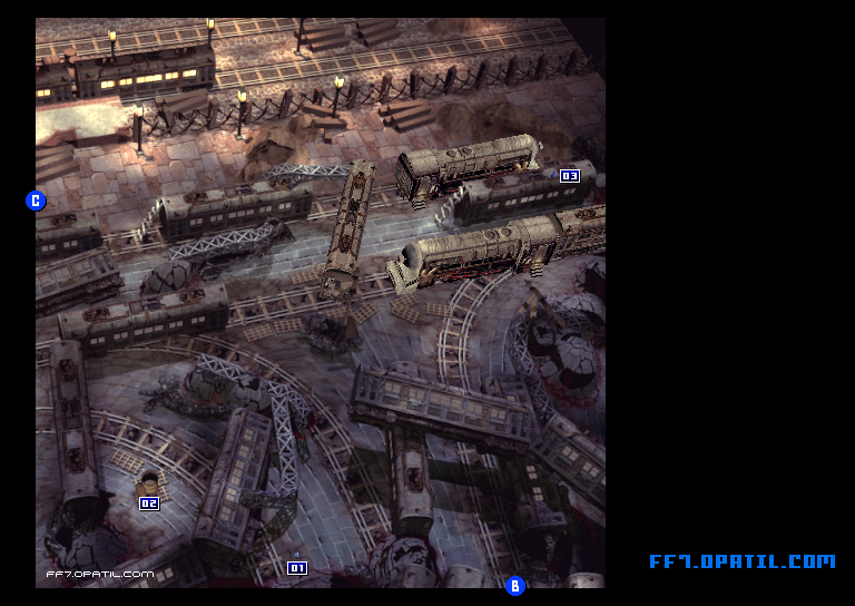 七番街・列車墓場2 マップ画像：ファイナルファンタジー7 完全攻略