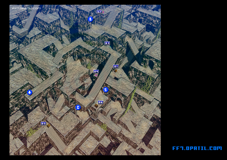古代種の神殿3 マップ画像：ファイナルファンタジー7 完全攻略