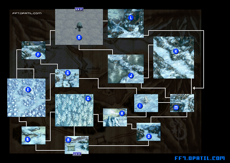 大氷河：簡易エリアマップ マップ画像：ファイナルファンタジー7 完全攻略
