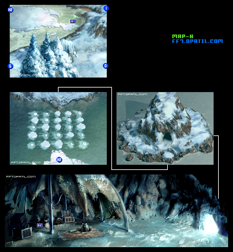 大氷河：エリアH マップ画像：ファイナルファンタジー7 完全攻略