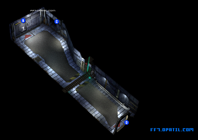 潜水艦ドックへの通路3 マップ画像：ファイナルファンタジー7 完全攻略