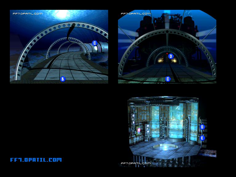 潜水艦ドック・海底魔晄炉2 マップ画像：ファイナルファンタジー7 完全攻略