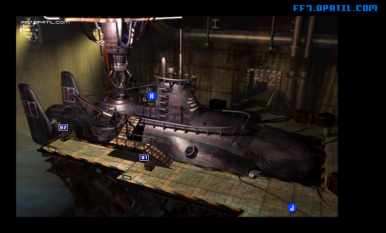 潜水艦ドック・海底魔晄炉8 マップ画像：ファイナルファンタジー7 完全攻略